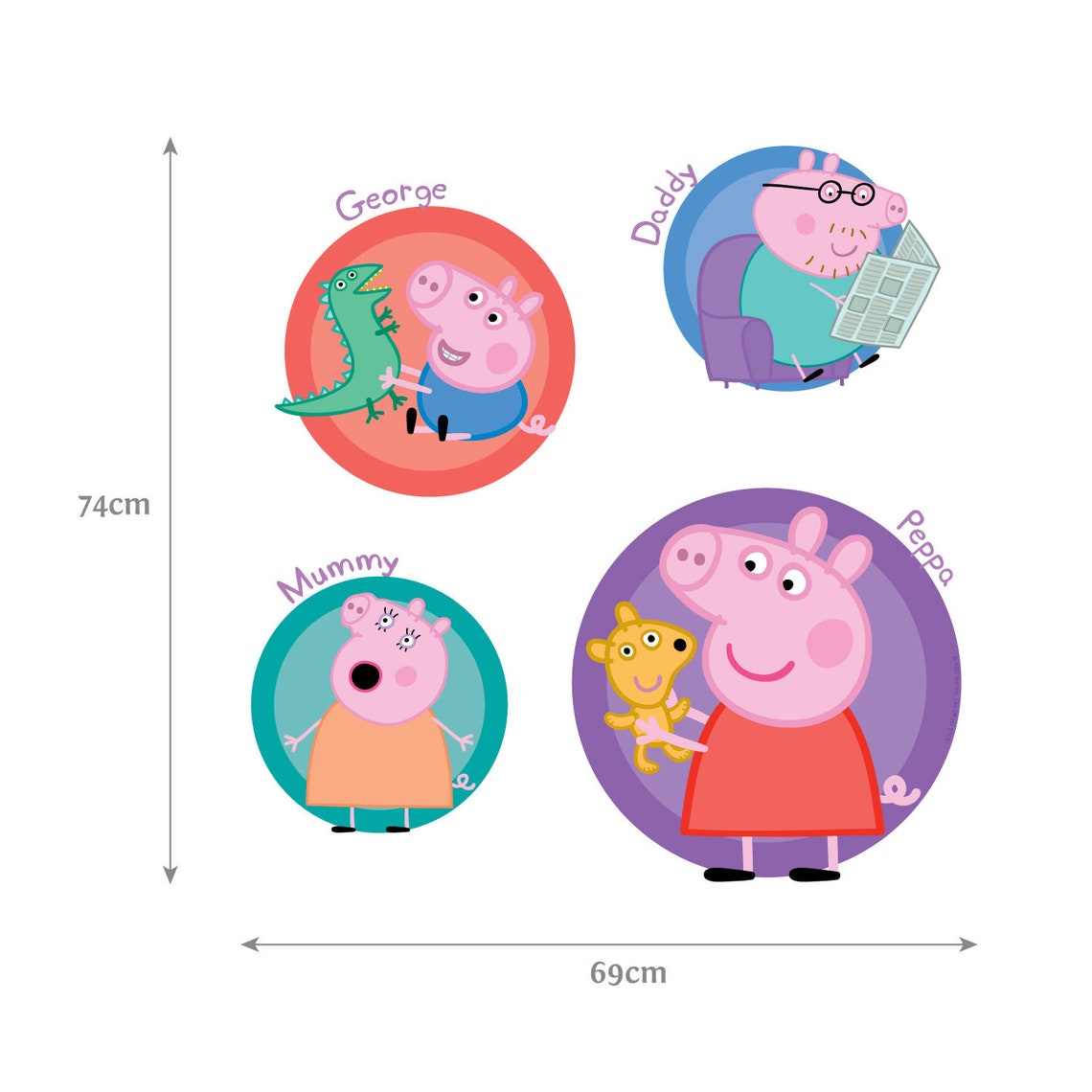 Peppa Pig and Family Wall Sticker Badges Peppa Pig Decal Etsy
