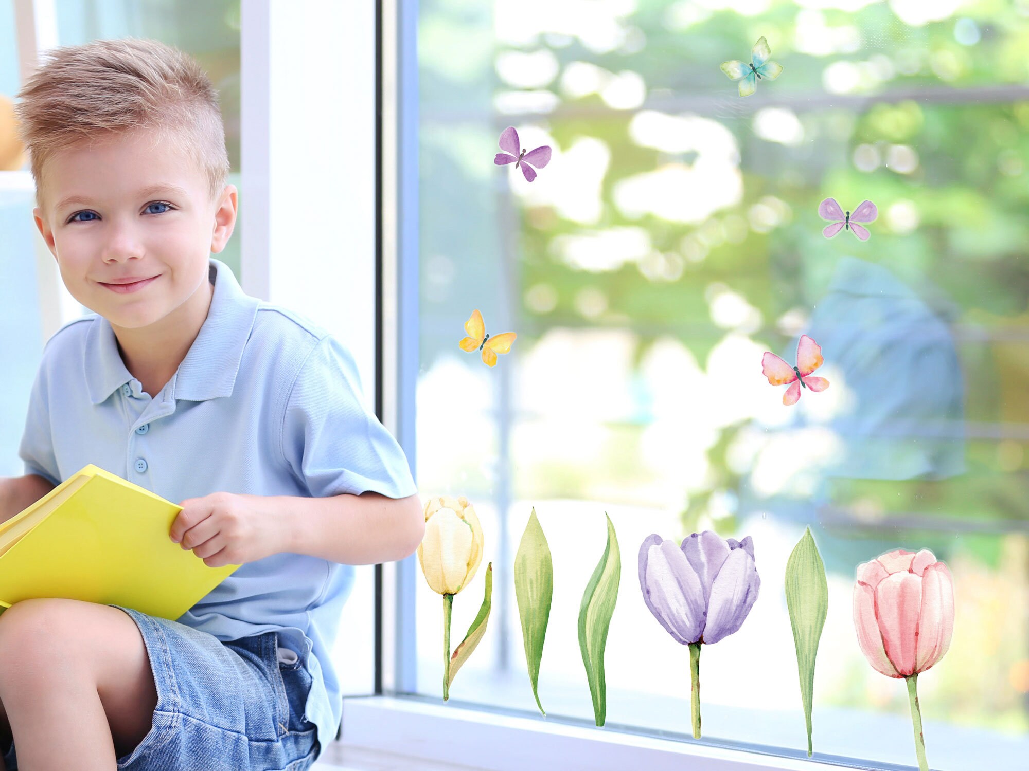 Spring Window Stick Tulip Window Stickers, Spring Window Stickers, Spring Flower Window ...