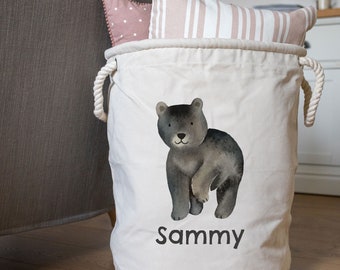 Personalised Bear storage trug, Personalised Storage basket, Toy storage basket, Bear themed room, Woodland theme room