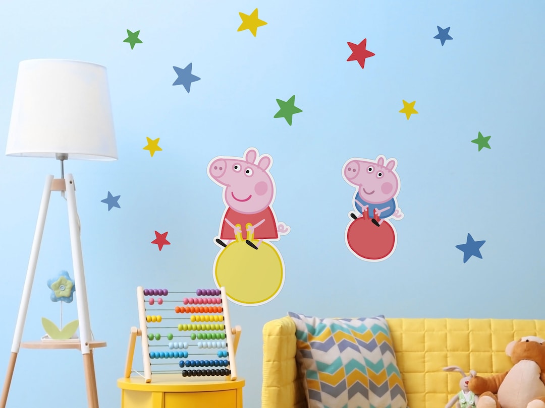 Peppa Pig and Wall Sticker Pack, Peppa Pig Wall Decals, Peppa