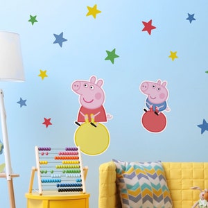 Peppa Pig and George wall sticker pack, Peppa Pig wall decals, Peppa wall stickers, Peppa wall decor, Peppa themed bedroom, Peppa and George