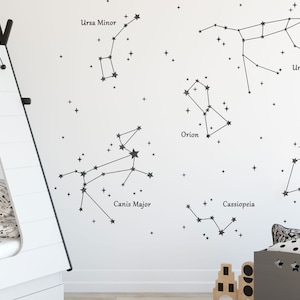 Star Constellations wall stickers, Night Sky wall stickers, Space wall stickers, Star wall decals, Space themed bedroom