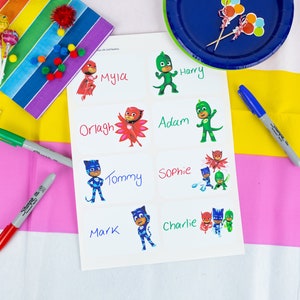 PJ Masks Geburtstagsparty Etiketten Pack, PJ Masks Party Etiketten, PJ Masks Cup Label, Pj Masks Geburtstagsparty, Pj Masks Motto Geburtstagsparty