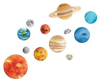 Details about   Planet Wall Decals Removable Solar System Watercolor Space Wall Stickers for