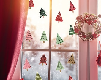 Festive Tree window stickers, Christmas window stickers, Festive window stickers, Christmas window decals, Christmas tree window stickers