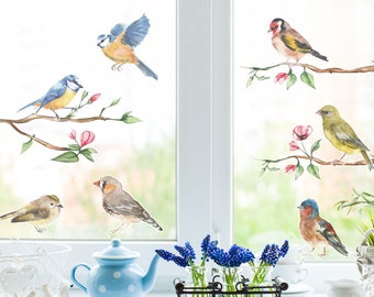 Spring Bird window stickers, Bird window decoration, Spring window sticker, Bird window sticker, Anti Collision window stickers