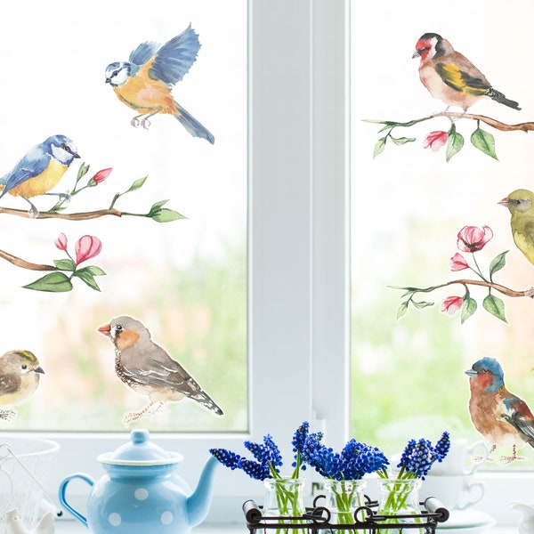 Spring Bird window stickers, Bird window decoration, Spring window sticker, Bird window sticker, Anti Collision window stickers