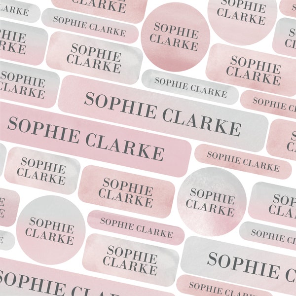 Personalised watercolour name labels, School name tags, School name labels