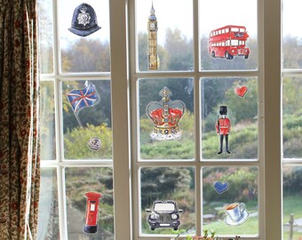 Watercolour London window sticker, Coronation window decorations, Coronation window decor, Coronation window display, Coronation shop window