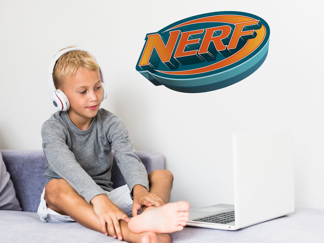 3D Effect Nerf Logo Wall Sticker, Nerf Wall Sticker, Nerf Wall Decal