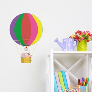 Peppa Pig rainbow hot air balloon wall sticker, Peppa Pig wall decal