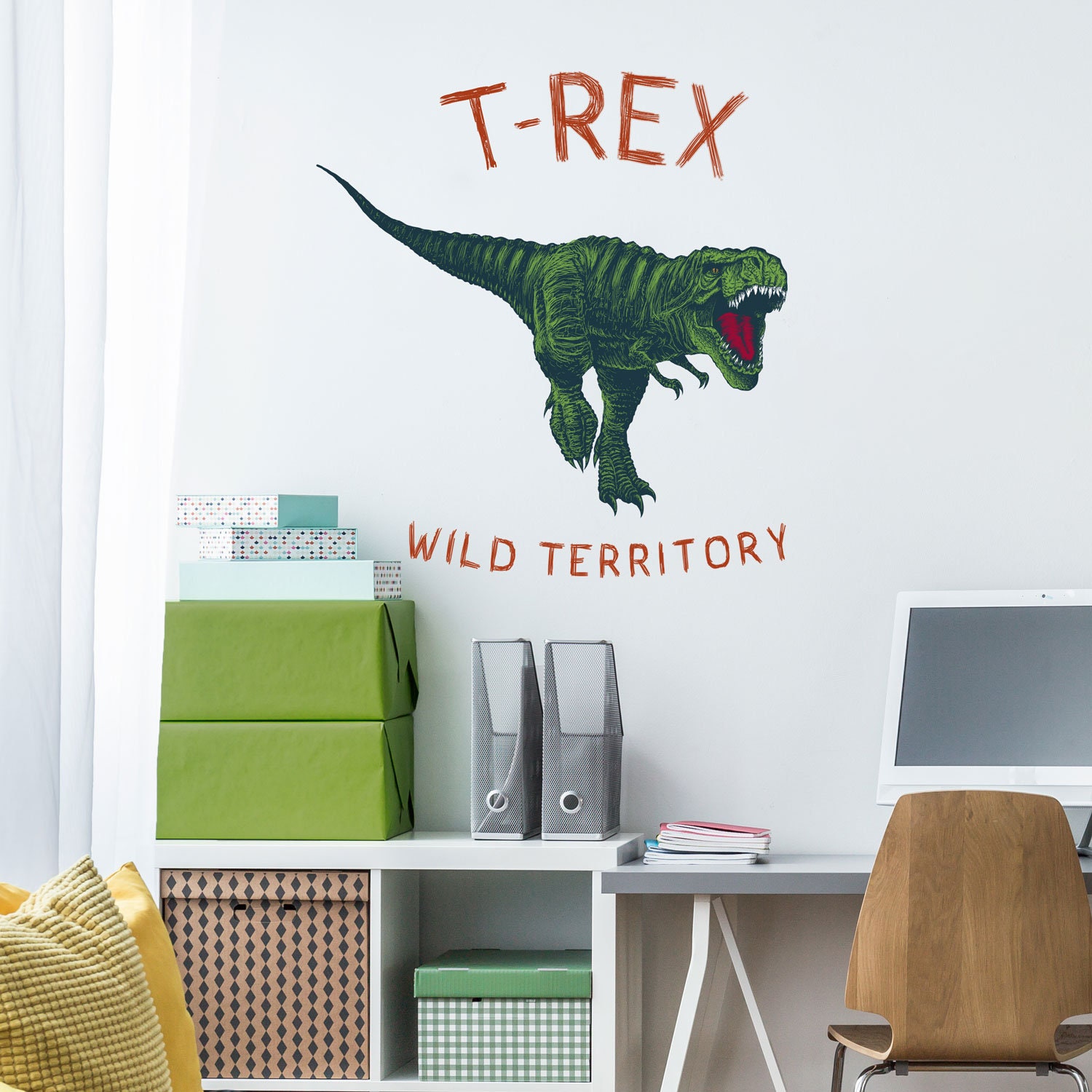 T-rex Wild Territory Dinosaur Wall Sticker, Dinosaur Wall Decal 