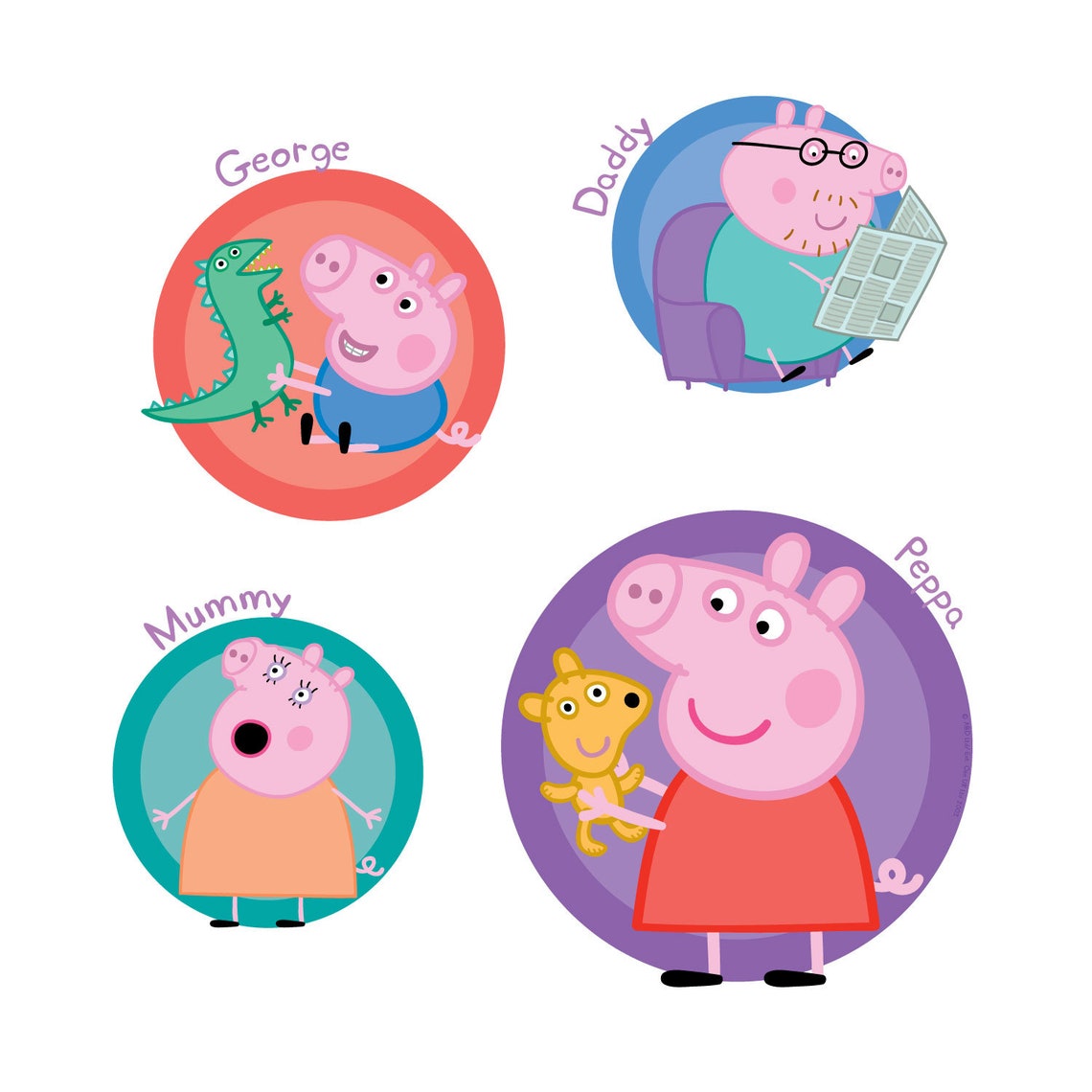 Peppa Pig and Family Wall Sticker Badges Peppa Pig Decal | Etsy