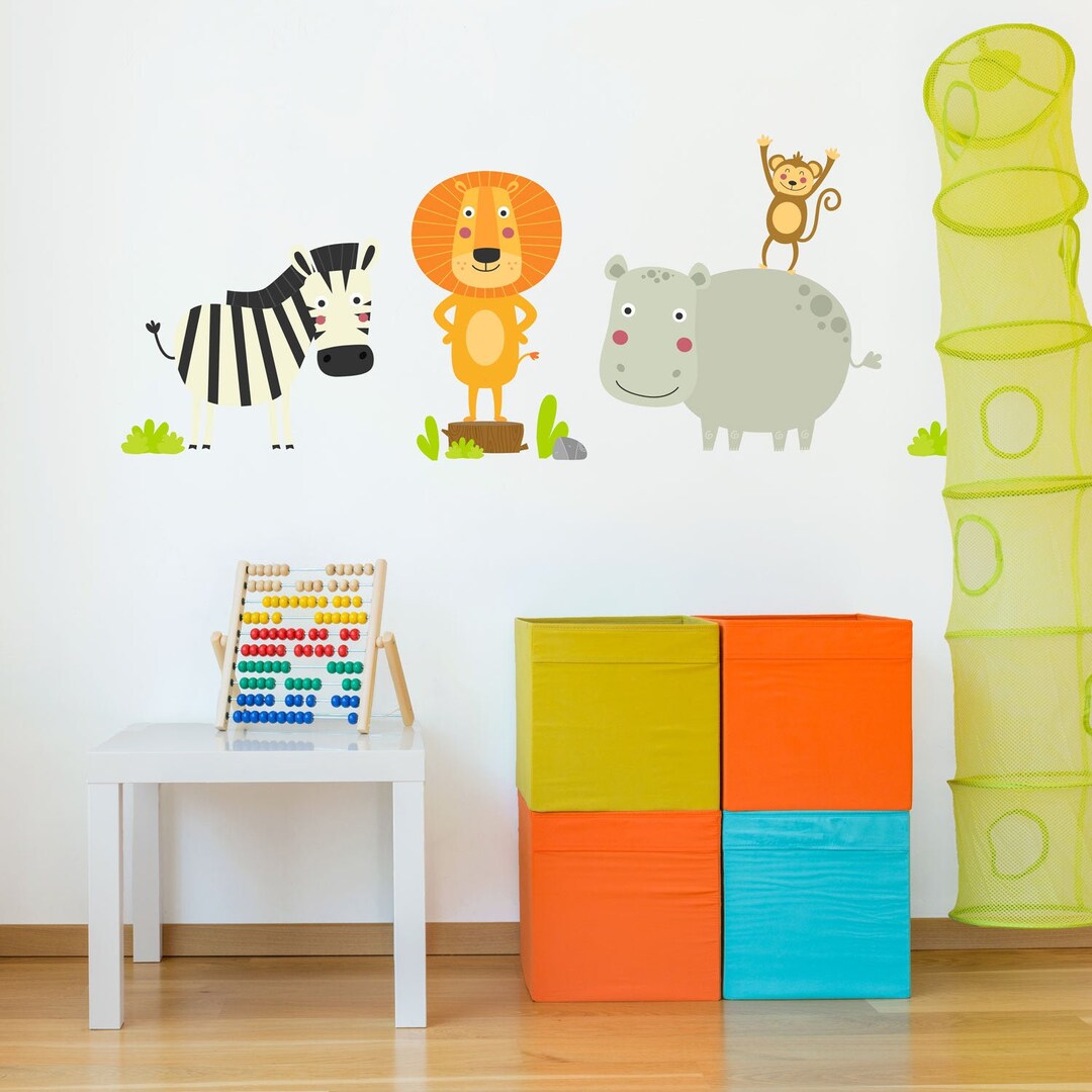 Cute Jungle Animals Wall Sticker Pack, Jungle Wall Decal - Etsy