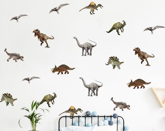 Geometrische Dinosaur Muurstickers, Dinosaur Muurstickers, Dinosaurus Stickers voor Muren, Dinosaur Thema Kamer, Dino Muurstickers, Dino Thema