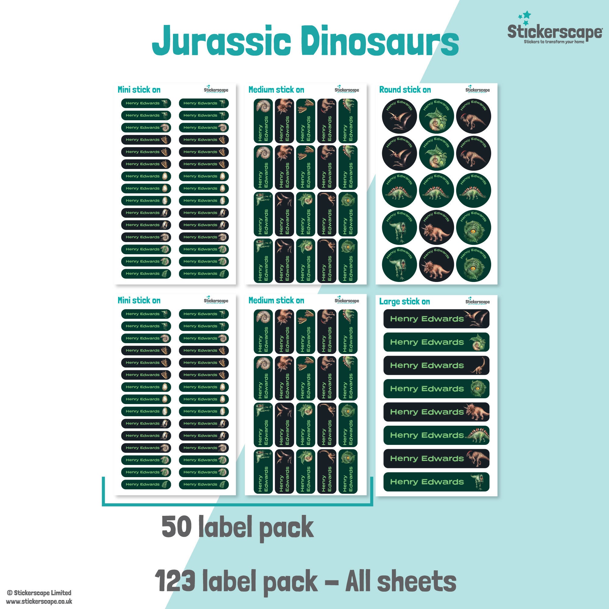 50 or 123 Stick on Name Labels, School Name Stickers, School Name Tags ...