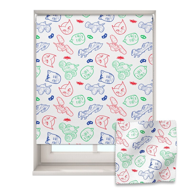 Outline PJ Masks roller blind, PJ Masks roller blind, Children's roller blind, Made to measure, Blackout roller blind image 1