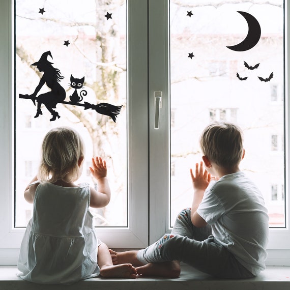 Witch and Cat on a Broomstick Window Sticker Pack, Halloween Witch Window  Sticker, Halloween Window Decoration, Halloween Decoration - Etsy Israel
