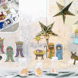 Nativity Colour-in window stickers, Christmas Colour-in window stickers, Christmas Kids crafts, Colour-in Christmas, Nativity decoration