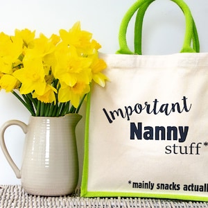 Important Nanny Shopping Bag (Green) mothers day gift for Nanny by Stickerscape