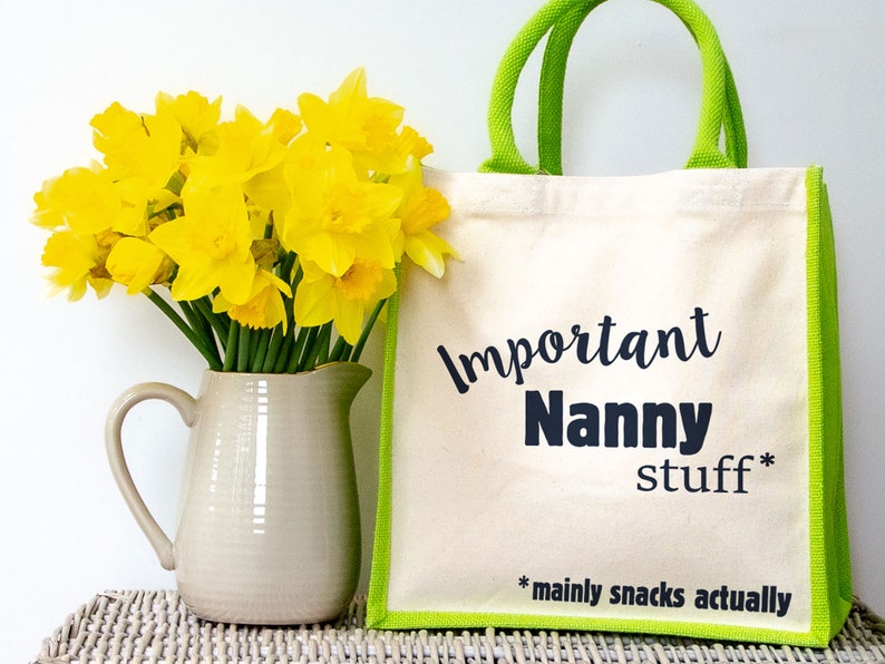 Important Nanny Shopping Bag (Green) mothers day gift for Nanny by Stickerscape