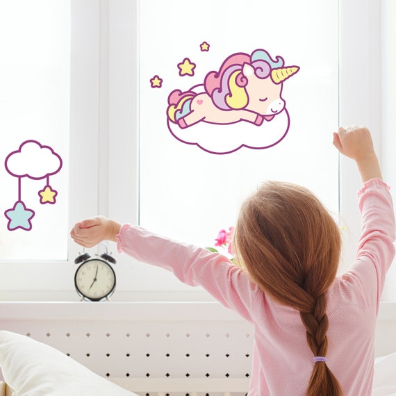 Cute Unicorn and Clouds Window Stickers Unicorn Room Decor - Etsy ...