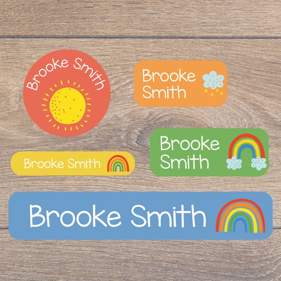 Personalised Bright Rainbows Name Labels School Name Tags Etsy