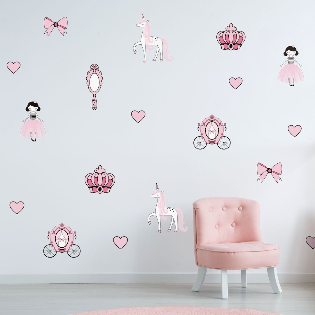 Princess and Unicorn Wall Sticker Pack Etsy