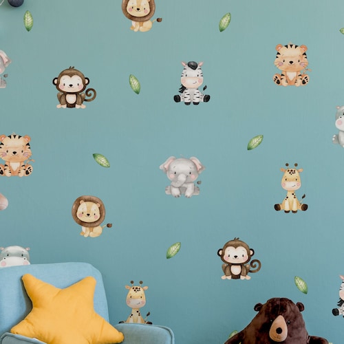 Cute Safari Wall Sticker Pack Jungle Wall Stickers Safari Etsy