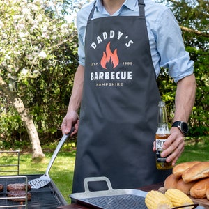 Personalised Barbeque Apron, BBQ Dad apron, BBQ Gift for Men, Father's day gift, Fathers day gifts, Personalised BBQ apron Grey