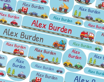 50 or 123 Stick On Name Labels, Transport Name Labels, School Name Stickers, School Name Tags, Children’s Name Labels for Clothes