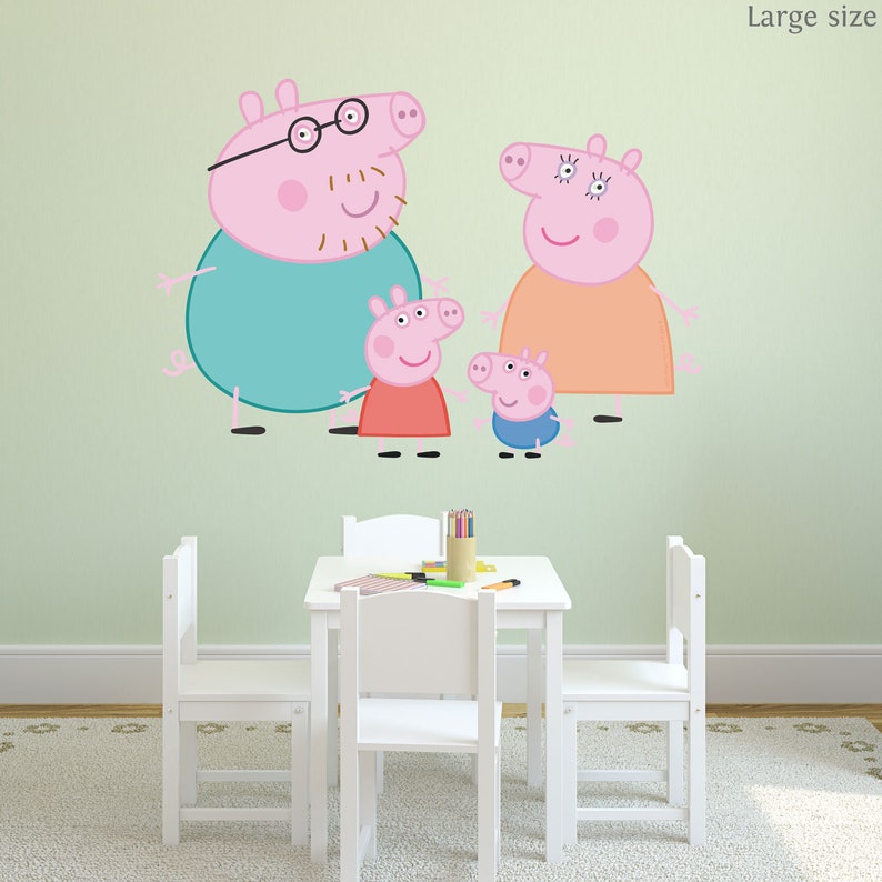 Peppa Pig and Family Wall Sticker Set Peppa Pig Decal Etsy
