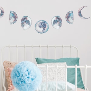 Moon Phases Wall Stickers, Moon wall stickers, Moon phases wall decal, Moon wall decal, Moon wall art, Watercolour Moon wall sticker