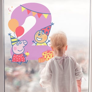 Peppa Pig Party Number Window Sticker, Peppa Pig window stickers, Peppa Pig Themed Party, Peppa Pig Birthday Decorations