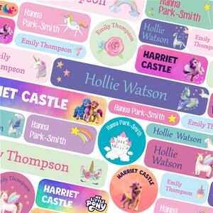 Stick on and Iron on Name Labels (171 labels), Unicorn Name Labels, Children's Name Labels, School Labels, Uniform Labels, Waterproof