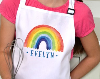Personalised Apron, Child's Rainbow Apron, Personalised gift for children, Christmas gift