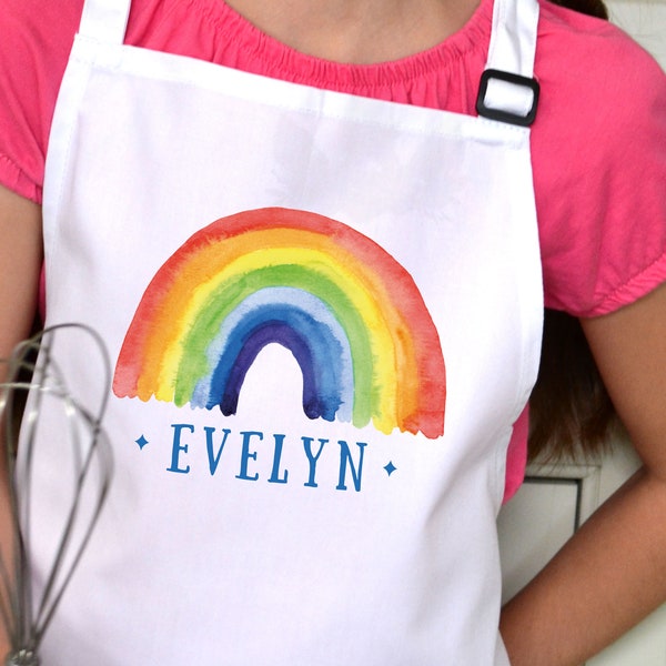 Personalised Apron, Child's Rainbow Apron, Personalised gift for children, Christmas gift