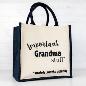 Important Grandma Shopping Bag (Navy) mothers day gift for Grandma by Stickerscape