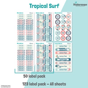 50 or 123 Stick on Name Labels, Pattern Name Labels, School Name ...