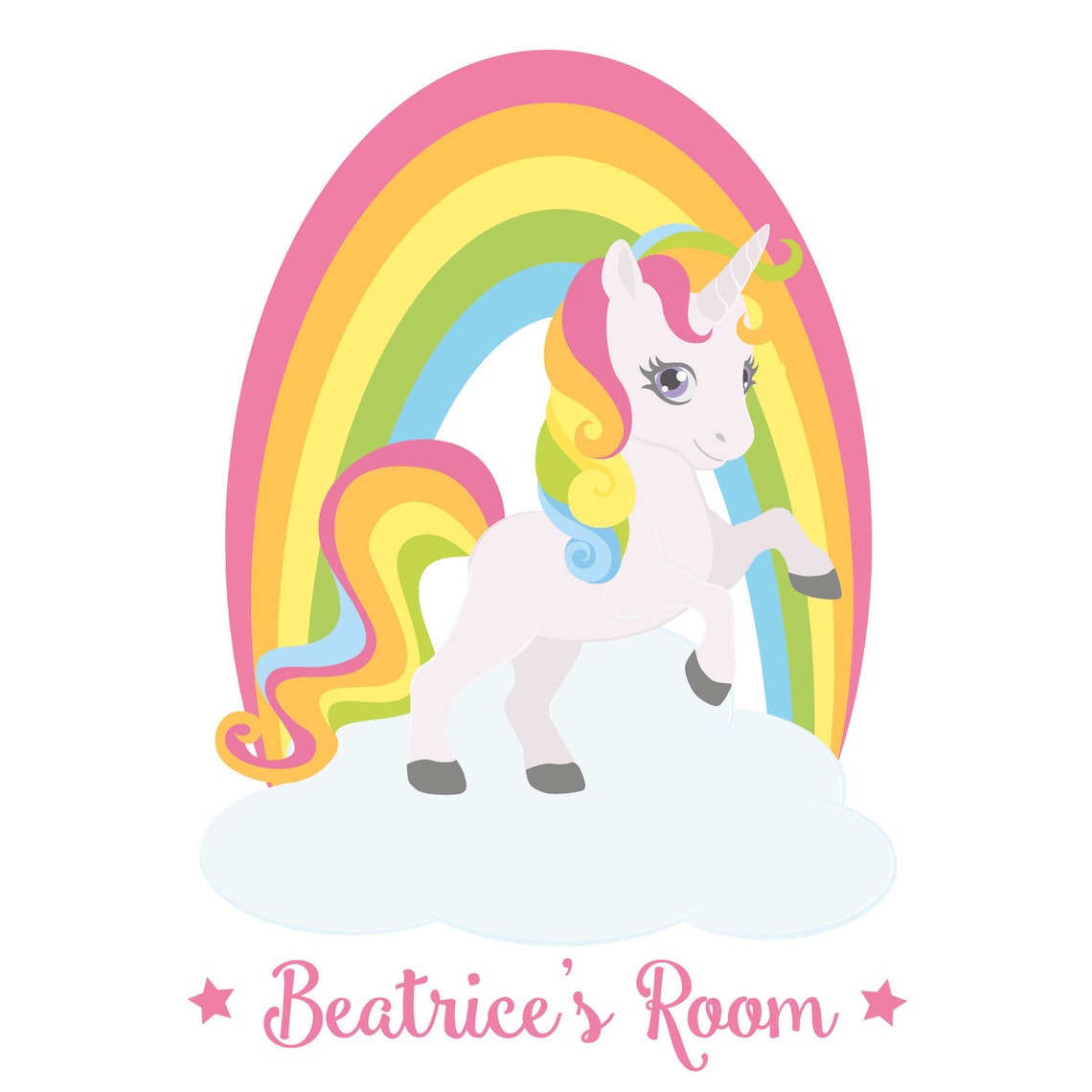 Personalised Rainbow Unicorn Wall Sticker Unicorn Wall Decal Etsy