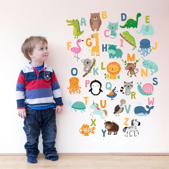 Animal Alphabet ABC Kids Wall Stickers Wall Decals Peel & Stick