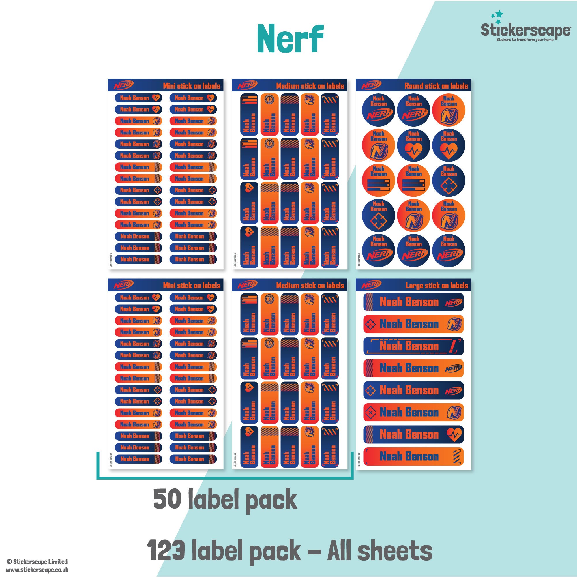 50 or 123 Stick on Name Labels, School Name Stickers, School Name Tags ...