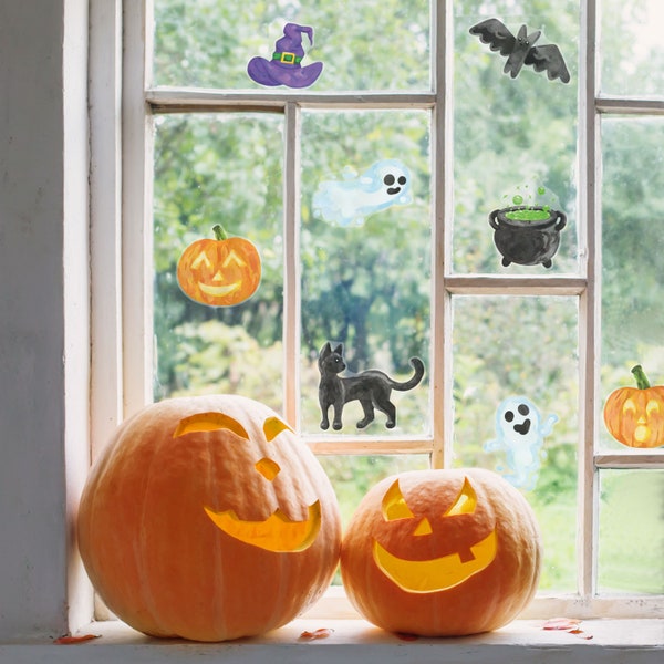 Pack mignon d’autocollants de fenêtre d’Halloween, autocollants de fenêtre d’Halloween, décoration d’Halloween, décalcomanie de fenêtre d’Halloween