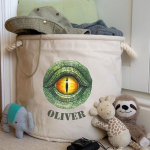 Personalised Dinosaur eye storage trug, Personalised Storage basket, Dinosaur storage trug, Dinosaur theme room, Dino theme room