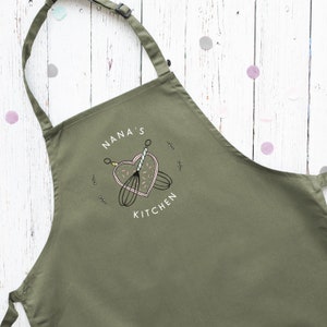 personalised apron, personalised apron kitchen adult design on a sage apron, Perfect mum gift for christmas