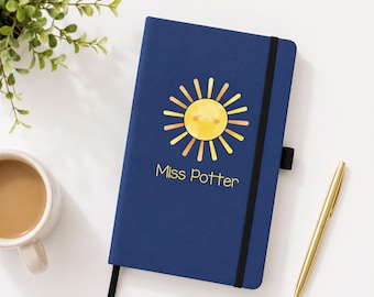 Cuaderno Sunshine personalizado, cuaderno con nombre personalizado, regalo para profesores, diario personalizado, regalo de papelería Sunshine, regalo de fin de curso