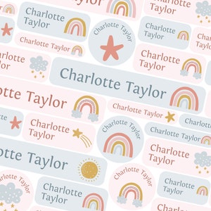 Personalised Stars and Rainbows Name Labels, School name tags, School name labels, Children's name labels