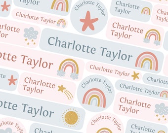 Personalised Stars and Rainbows Name Labels, School name tags, School name labels, Children's name labels