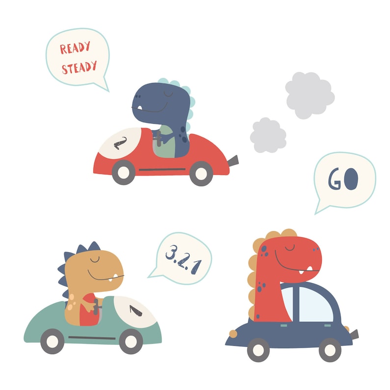 Dinosaur Car Wall Stickers Dinosaur Wall Decals Etsy