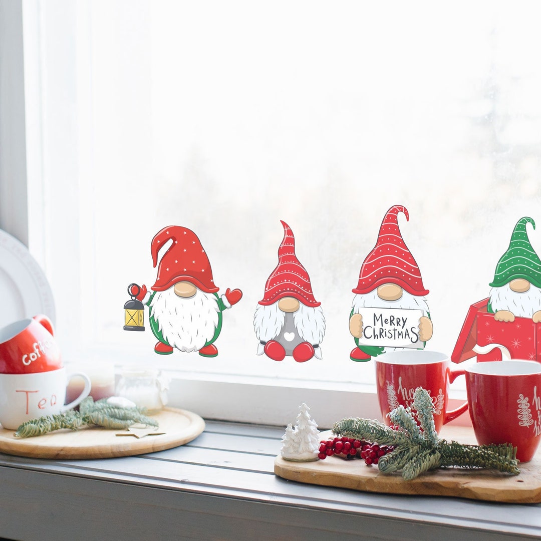 Christmas gnomes window sticker Christmas window decal - Etsy 日本